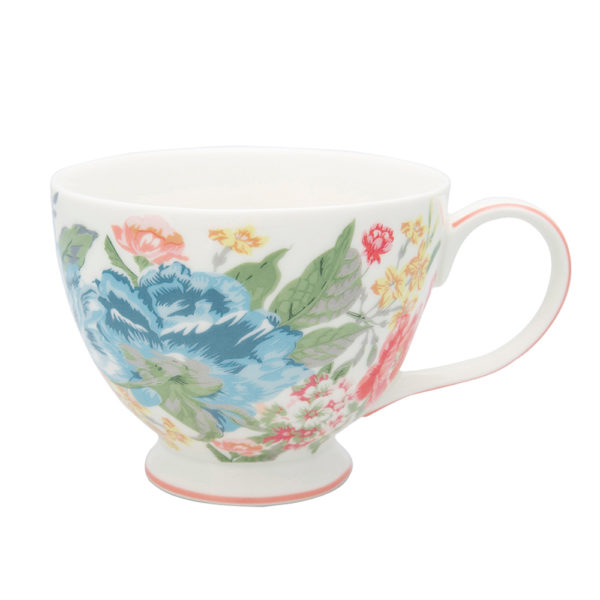 Greengaten kaunis valkopohjainen kukkakuvioinen teekuppi Adele-sarjaa.