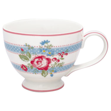 Greengaten ihana sini-pinkki kukka- ja raitakuvioinen teekuppi on Evie-sarjaa.