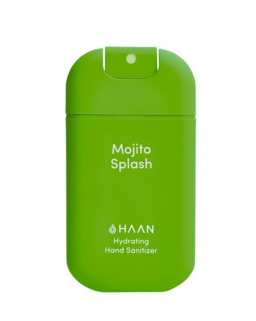 HAAN Suihkutettava 30 ml hyväntuoksuinen kosteuttava käsidesi joka sisältää myös aloe veraa. Vihreä Mojito Splash tuoksuu raikkaalta mintulta ja limeltä.