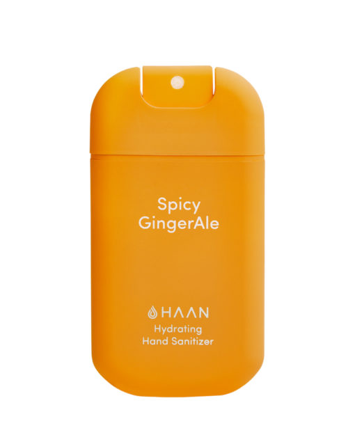 HAAN Suihkutettava 30 ml hyväntuoksuinen kosteuttava käsidesi joka sisältää myös aloe veraa. Oranssi Spicy GingerAle tuoksuu mausteiselta inkivääriltä.