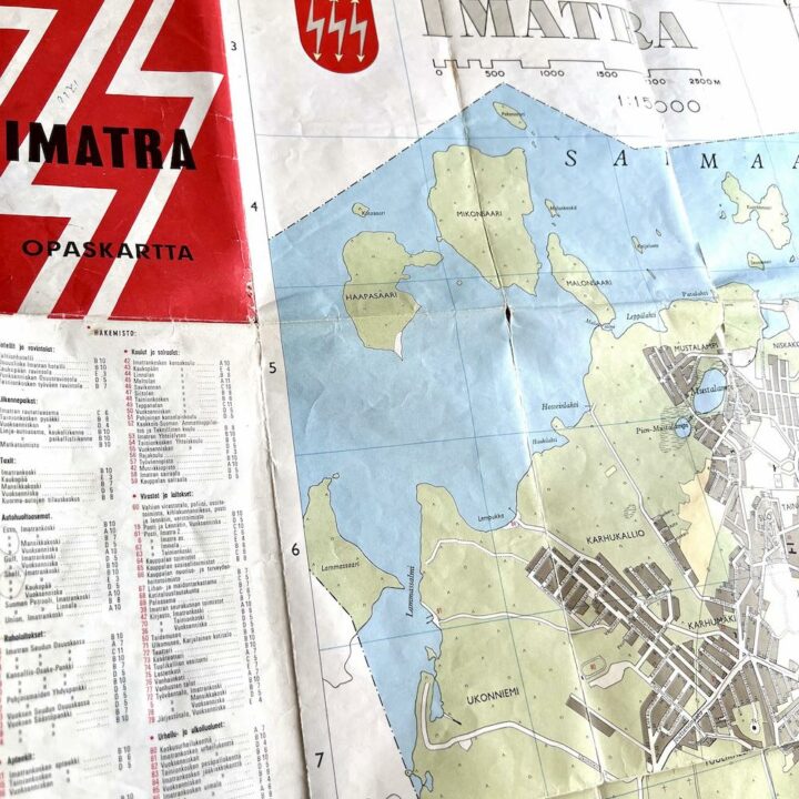 Imatra, Suomen vanhin matkakohde. Kuvassa on vanha kartta Imatralta.